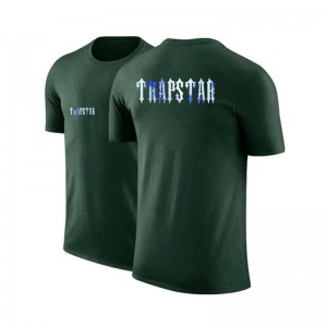 Camiseta Trapstar Shorts Sleeve Round-Neck Masculino Verdes Portugal | YA90-409