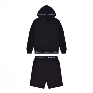 Fato de Treino Trapstar Hyperdrive Rib Hoodie Shorts Set Masculino Pretas Portugal | SQ25-025