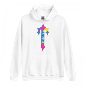 Moletom com Capuz Trapstar Colorful Logo Rainbow Masculino Branco Portugal | WK23-489