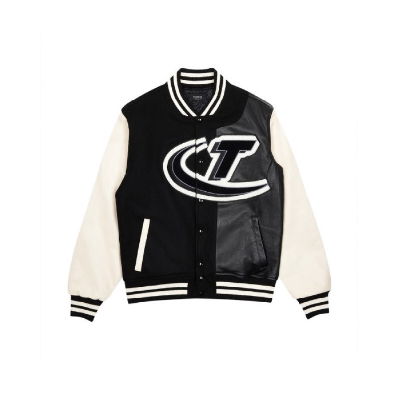 Agasalhos Trapstar Hyperdrive T Chenille Varsity Jacket Masculino Pretas Branco Portugal | OJ97-390