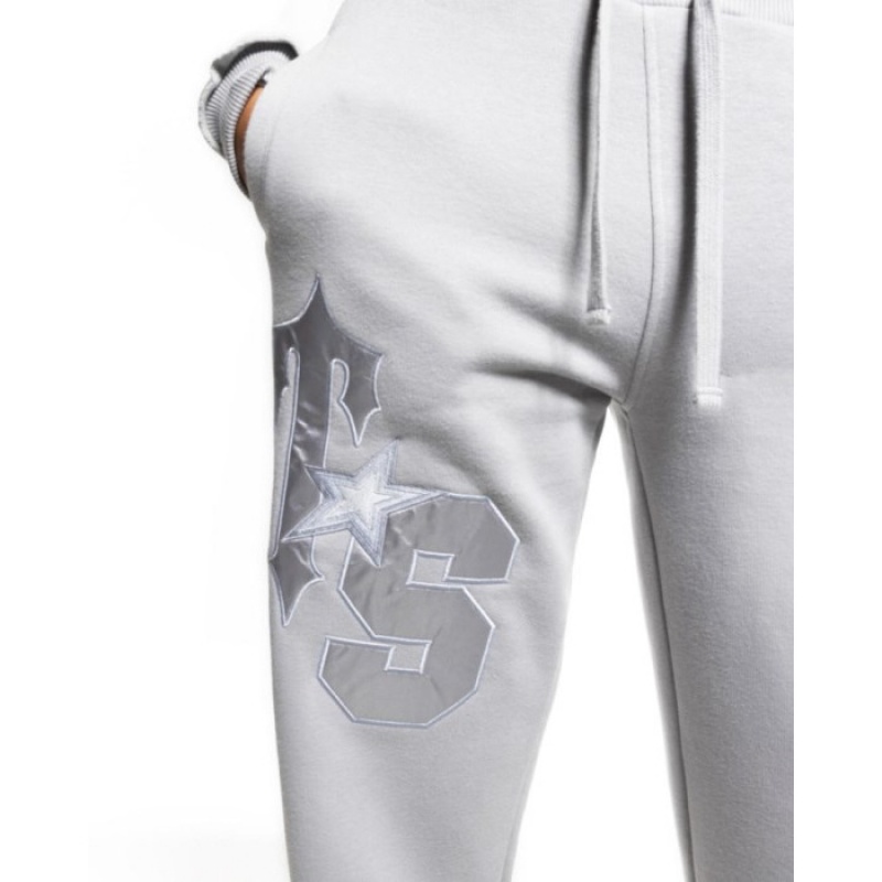 Calça Jogger Trapstar TS-Star Silver Satin Applique Loose Fit Feminino Cinzentas Portugal | LQ96-310