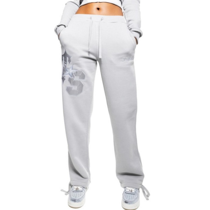 Calça Jogger Trapstar TS-Star Silver Satin Applique Loose Fit Feminino Cinzentas Portugal | LQ96-310