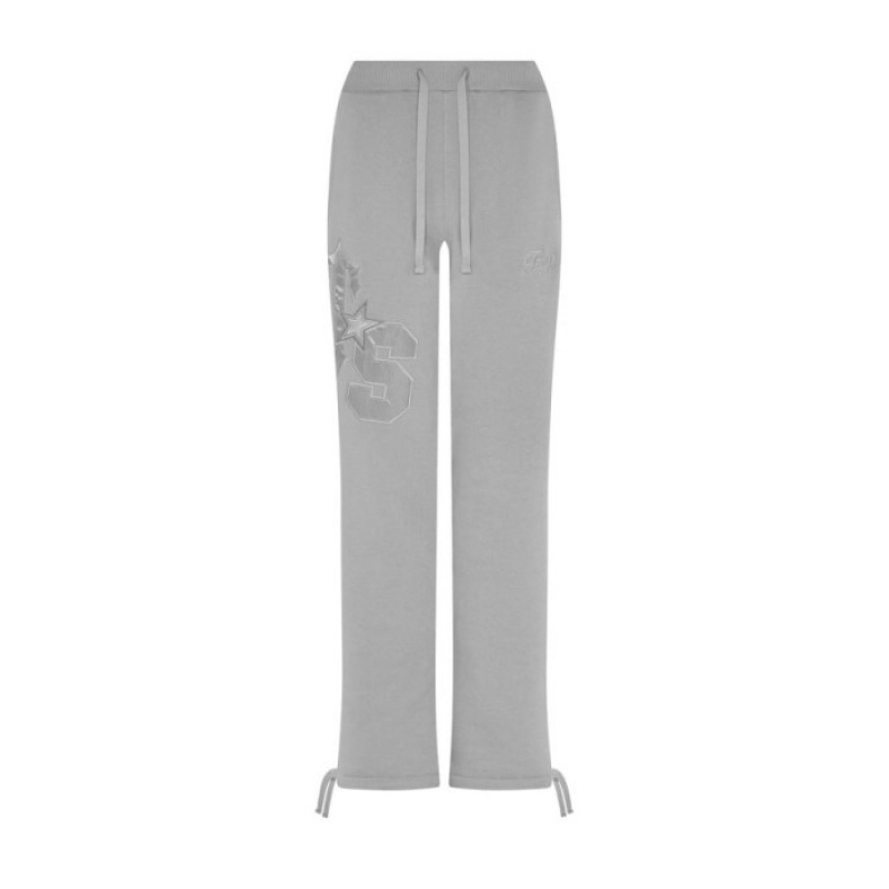 Calça Jogger Trapstar TS-Star Silver Satin Applique Loose Fit Feminino Cinzentas Portugal | LQ96-310