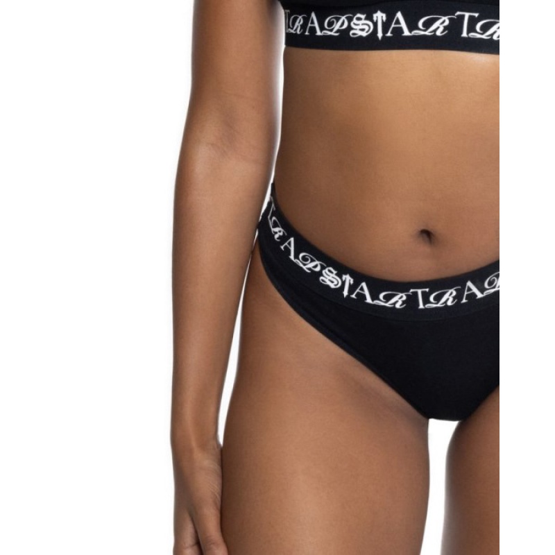 Calção Trapstar Script Thong Feminino Pretas Branco Portugal | US08-849