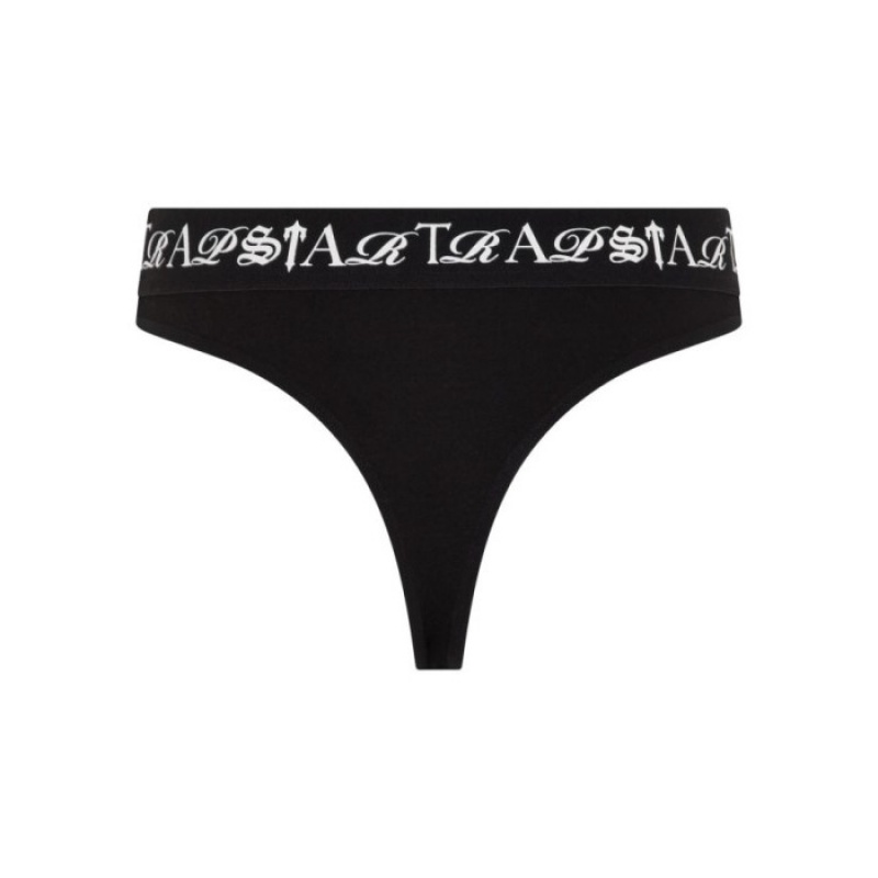 Calção Trapstar Script Thong Feminino Pretas Branco Portugal | US08-849