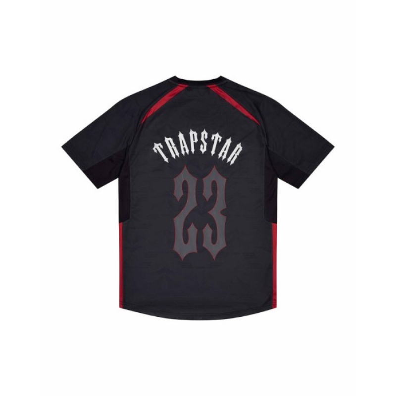 Camiseta Trapstar Irongate Football Jersey Masculino Pretas Vermelhas Portugal | LY72-003