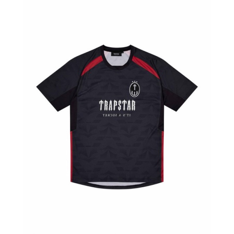 Camiseta Trapstar Irongate Football Jersey Masculino Pretas Vermelhas Portugal | LY72-003