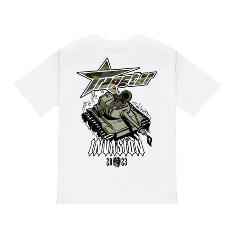 Camiseta Trapstar Trap Invasion Tee Masculino Branco Portugal | ZD83-609