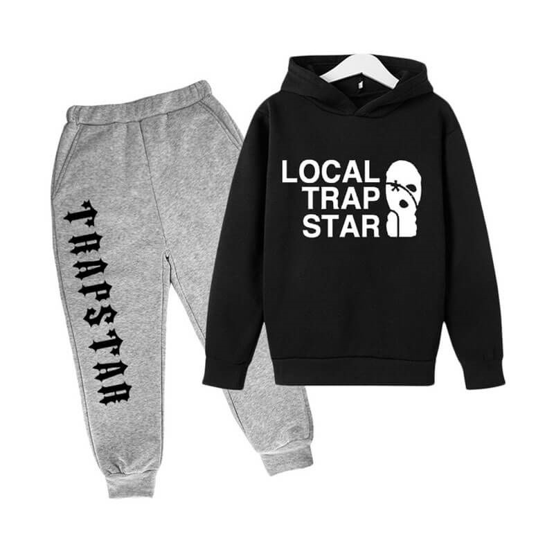 Fato de Treino Trapstar Funny Face Smile Masculino Pretas Portugal | AZ22-655