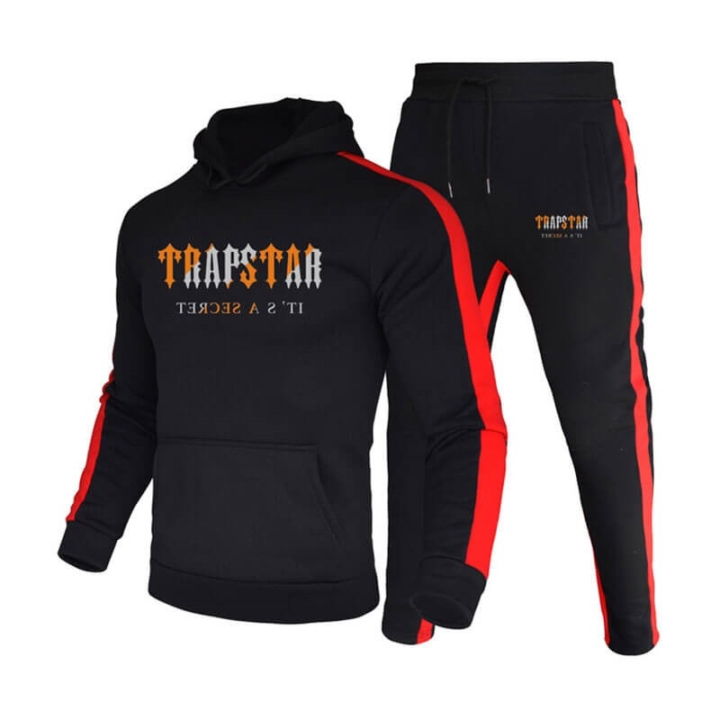 Fato de Treino Trapstar Inverno Logo Encapuzado Masculino Pretas Portugal | ZG08-014