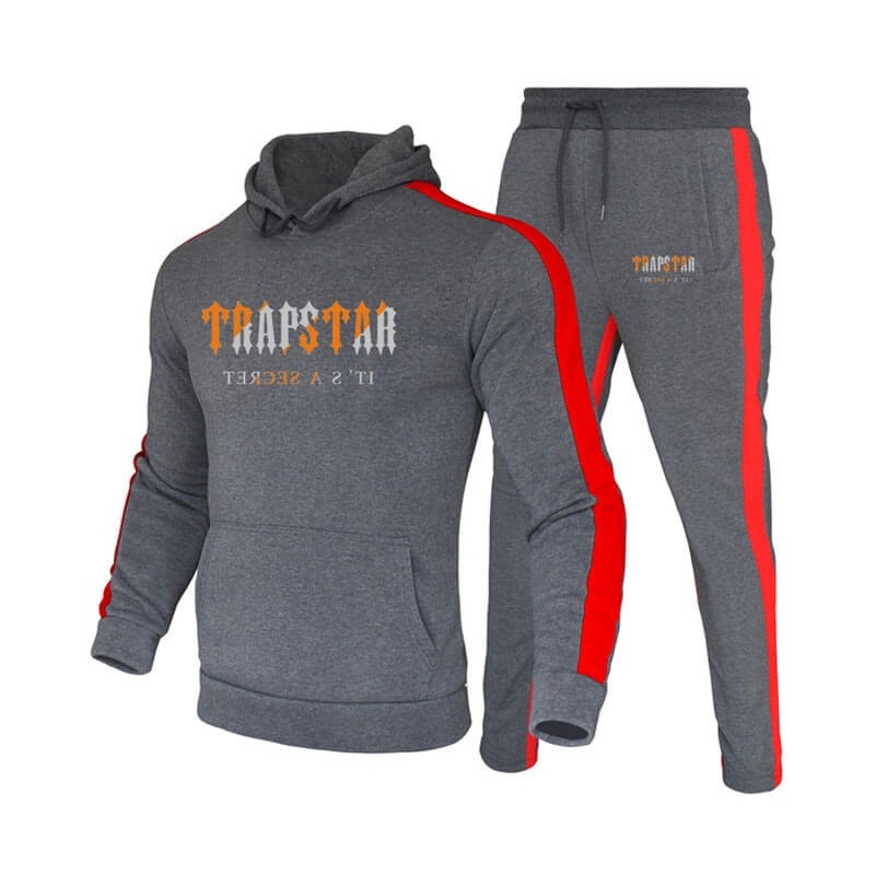 Fato de Treino Trapstar Inverno Logo Encapuzado Masculino Cinzentas Portugal | JG55-999