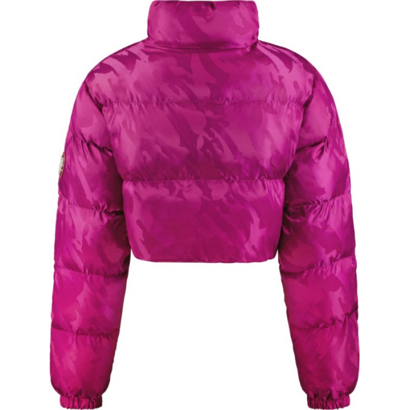 Jaquetas Trapstar Cropped T Jacquard Puffer Feminino Fucsia Rosa Portugal | DC59-976