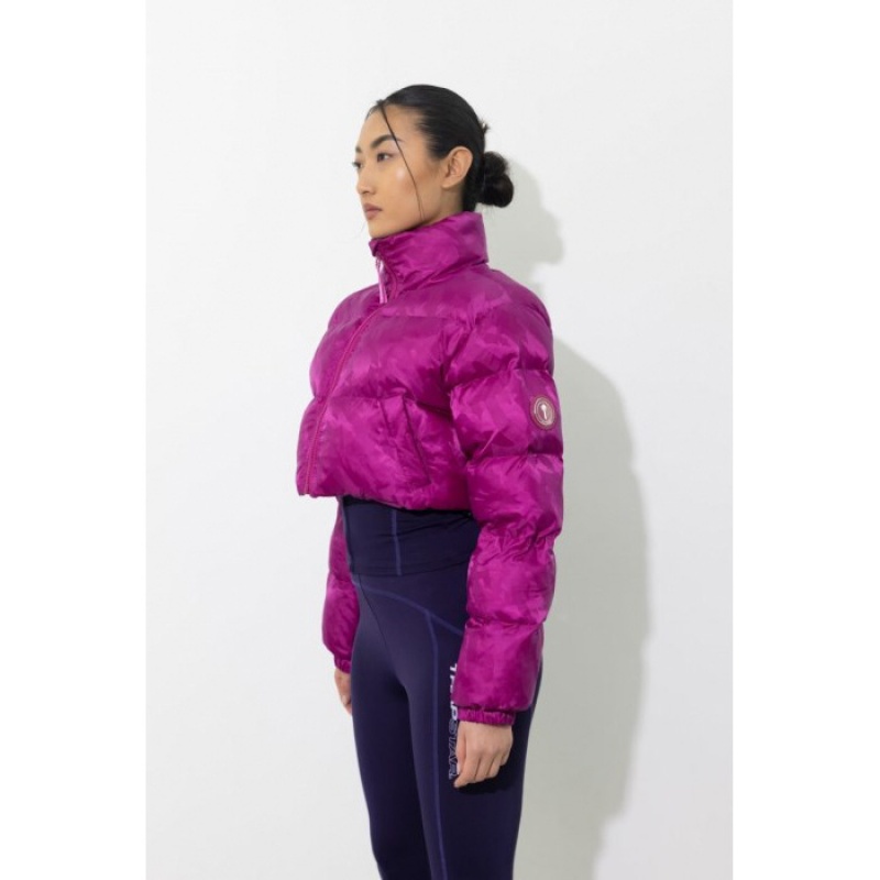 Jaquetas Trapstar Cropped T Jacquard Puffer Feminino Fucsia Rosa Portugal | DC59-976