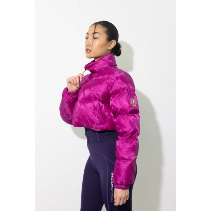 Jaquetas Trapstar Cropped T Jacquard Puffer Feminino Fucsia Rosa Portugal | DC59-976