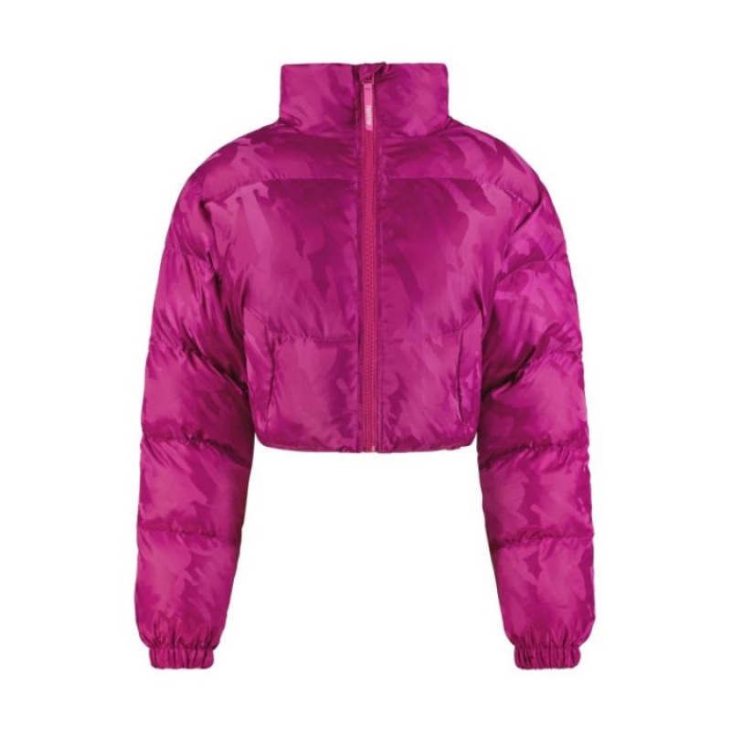 Jaquetas Trapstar Cropped T Jacquard Puffer Feminino Fucsia Rosa Portugal | DC59-976