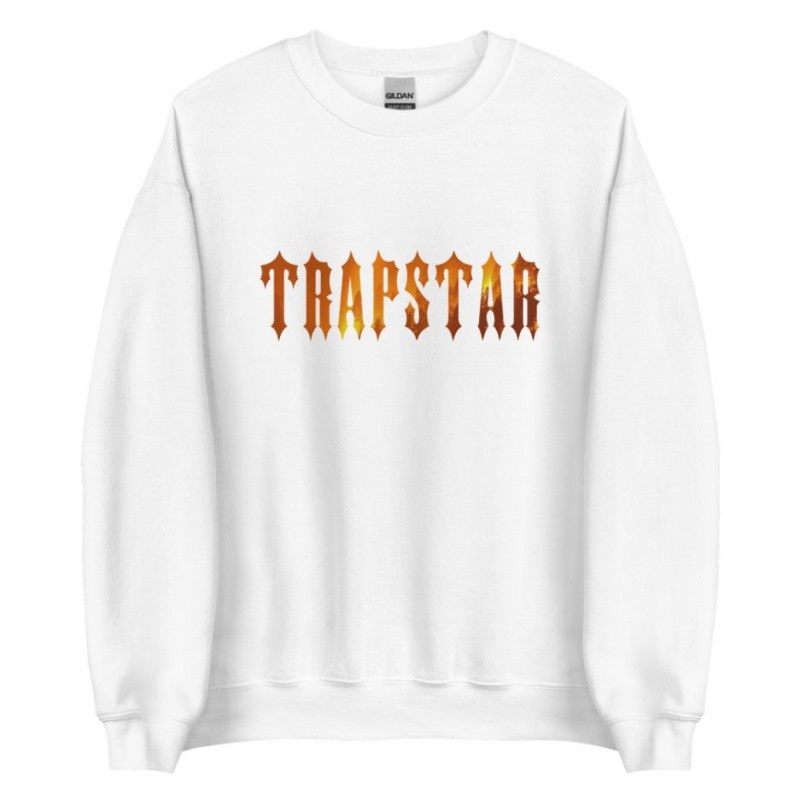 Moletons Trapstar Fire Logo Masculino Branco Portugal | IV75-186