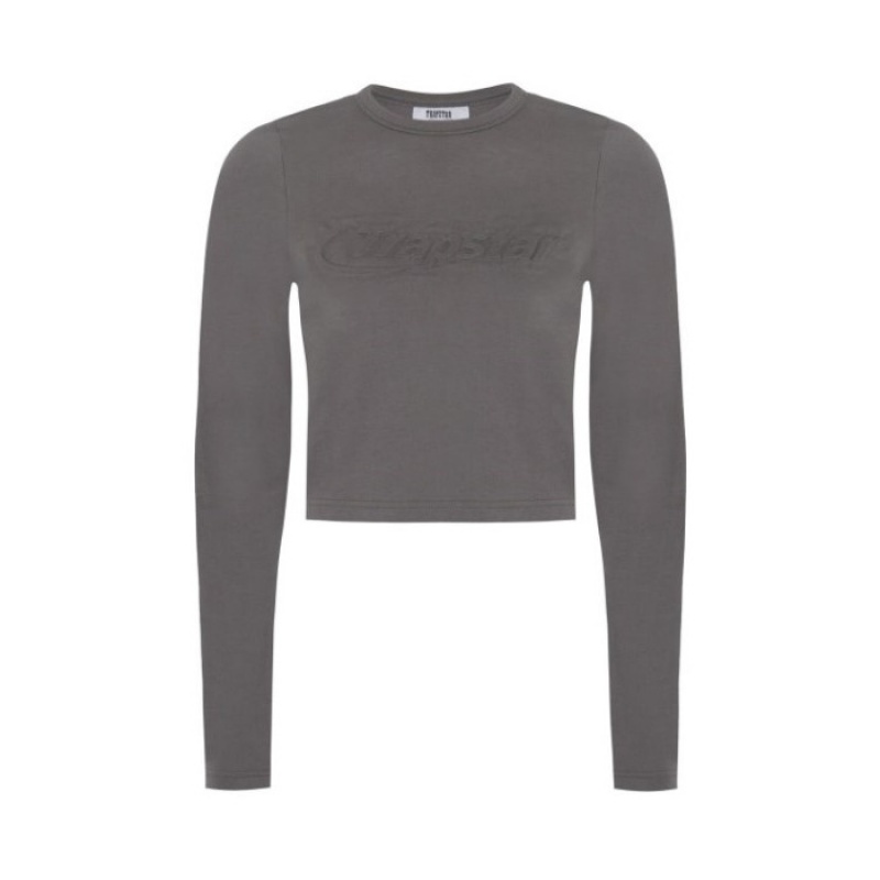 Top Trapstar Hyperdrive Cropped Long Sleeve Feminino Cinzentas Portugal | EF61-729