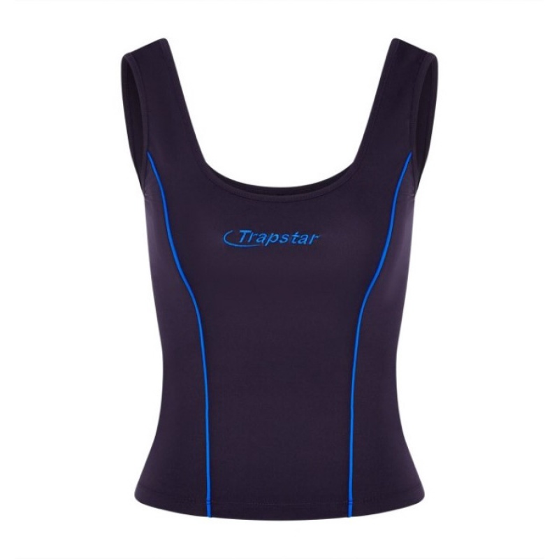 Top Trapstar Hyperdrive Piping Vest Feminino Azul Marinho Azuis Portugal | HE45-434