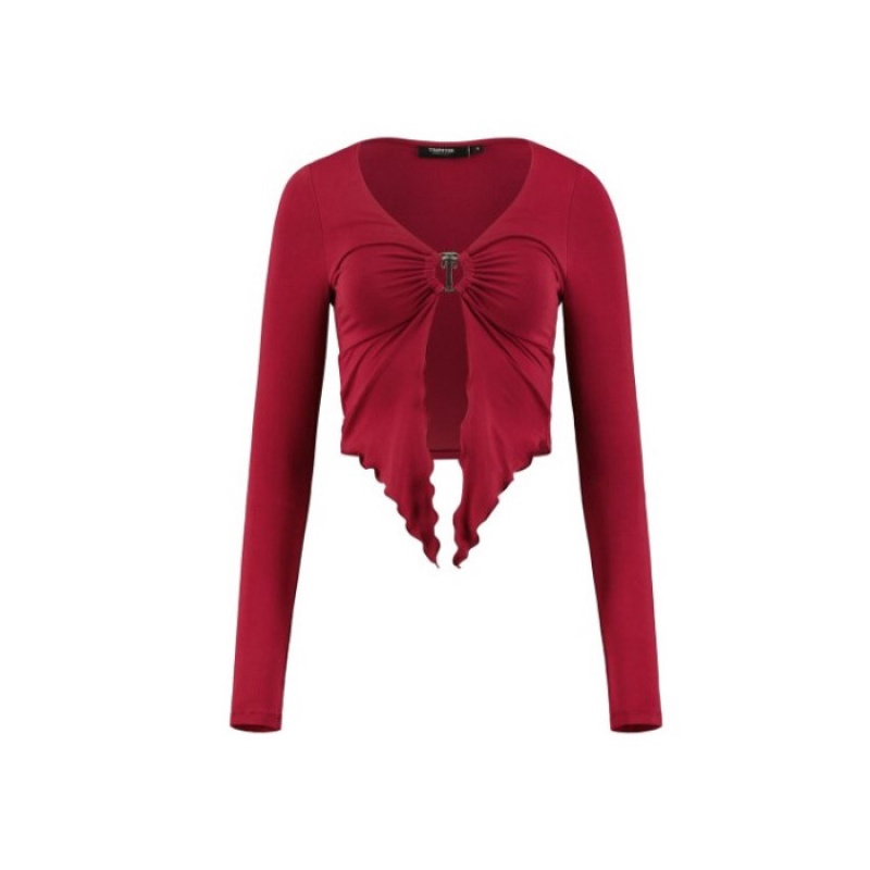 Top Trapstar Long Sleeve Wing Hem Bralette Feminino Vermelhas Portugal | AB53-653