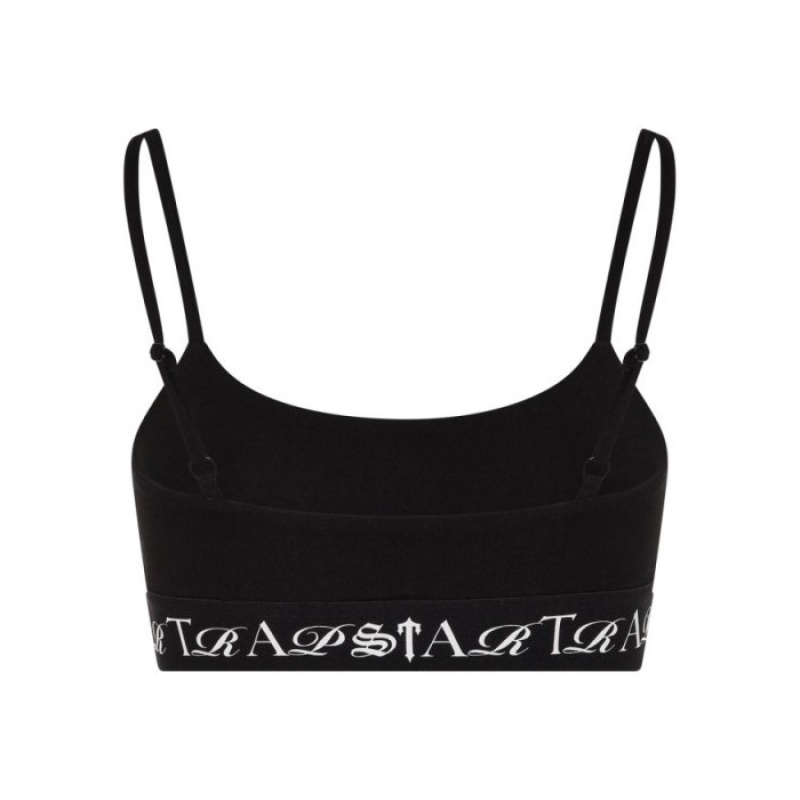 Top Trapstar Script Bra Feminino Pretas Branco Portugal | JT72-971