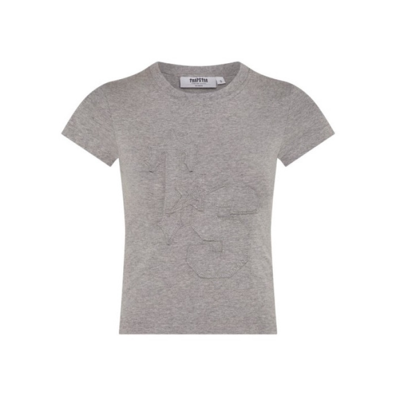 Top Trapstar TS-Star Applique Baby Tee Feminino Cinzentas Portugal | ZZ86-284